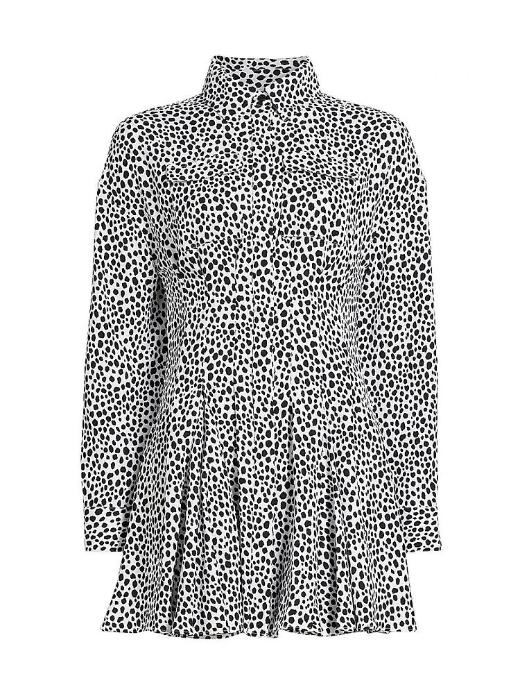 Cheetah Crepe Fit & Flare Minidress
