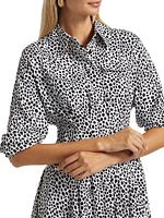 Cheetah Crepe Fit & Flare Minidress