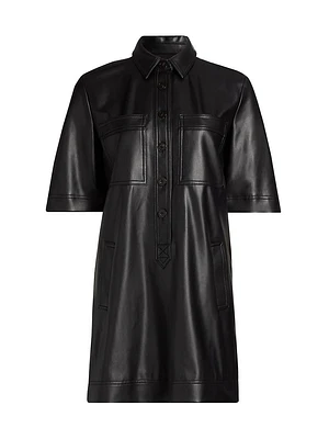 Koulis Faux-Leather Minidress