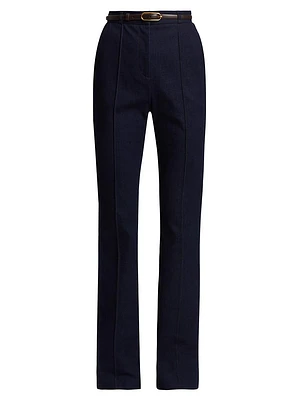 Gracie Stretch-Denim Belted Pants