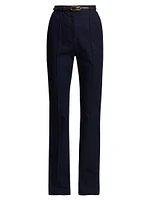 Gracie Stretch-Denim Belted Pants