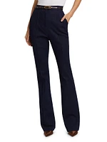 Gracie Stretch-Denim Belted Pants