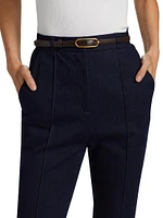 Gracie Stretch-Denim Belted Pants