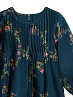 Little Girl's & Girl's Pintuck Floral Print Dress