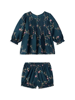 Baby Girl's & Little 2-Piece Floral Print Top Shorts Set
