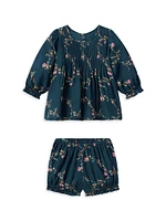 Baby Girl's & Little 2-Piece Floral Print Top Shorts Set