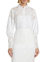 Lace-Trim Button-Front Shirt