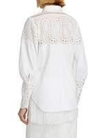 Lace-Trim Button-Front Shirt