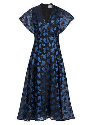 Floral Silk A-Line Maxi Dress