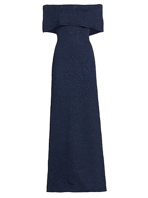 Sequined Knit Column Gown