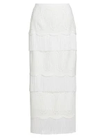 Lace Fringe-Trim Pencil Skirt