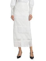 Lace Fringe-Trim Pencil Skirt