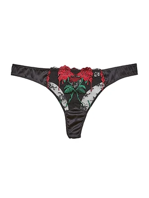 Bleeding Rose Embroidered Thong