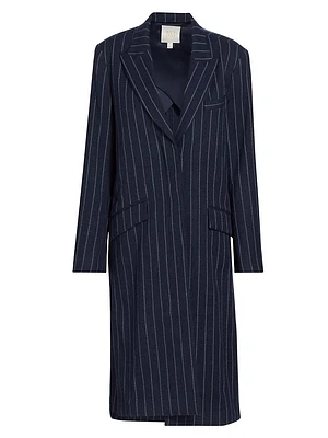 Cash Pinstriped Stretch-Wool Coat
