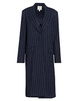 Cash Pinstriped Stretch-Wool Coat
