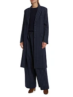 Cash Pinstriped Stretch-Wool Coat