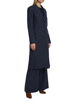 Cash Pinstriped Stretch-Wool Coat
