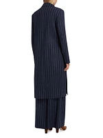 Cash Pinstriped Stretch-Wool Coat