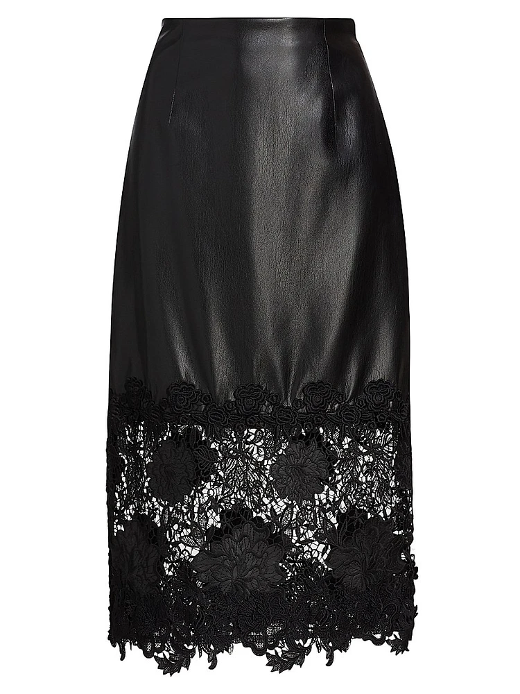 Chantira Faux-Leather Midi-Skirt