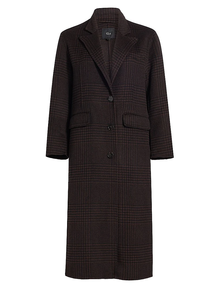Gallery Plaid Wool-Blend Coat