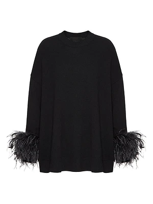 Wool Sweater with Feathers