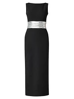 Sia Sequined-Waist Column Dress