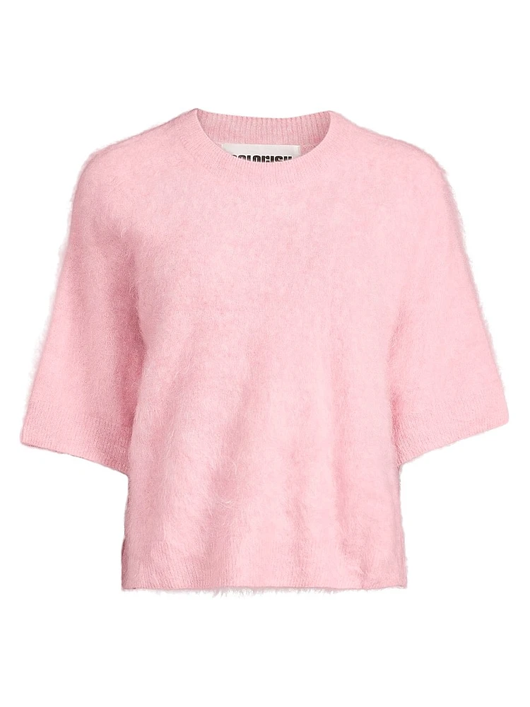 Belli Brushed Cashmere Short-Sleeve Sweater