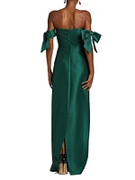 Marlena Satin Off-The-Shoulder Gown