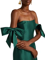 Marlena Satin Off-The-Shoulder Gown