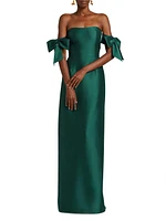 Marlena Satin Off-The-Shoulder Gown