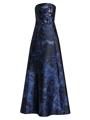 Laurence Floral Strapless Gown