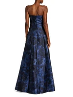 Laurence Floral Strapless Gown