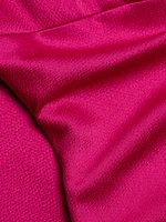 Satin A-Line Cowlneck Midi-Dress
