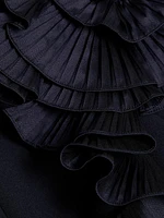 Embellished Crepe One-Shoulder Column Gown