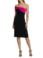Asymmetric Taffeta Off-The-Shoulder Midi-Dress