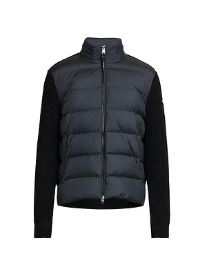 Padded Wool Zip-Up Hoodie
