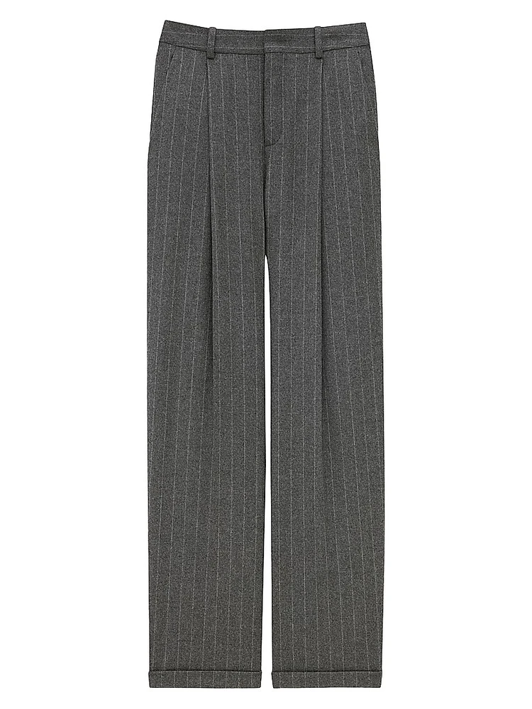 90's Pants Striped Wool and Cashmere Flannel