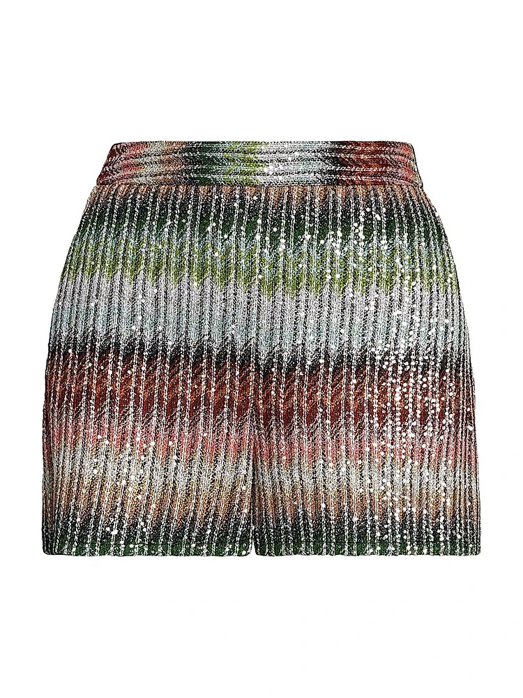 Sequined Chevron Knit Shorts