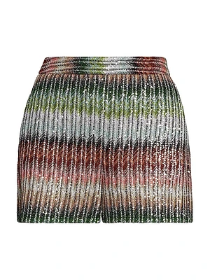 Sequined Chevron Knit Shorts