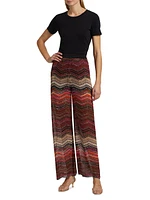Metallic ZigZag Knit Pants
