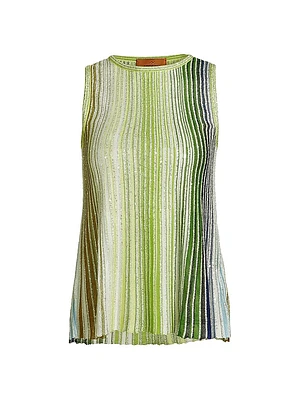 Metallic Rib-Knit Stripe Top