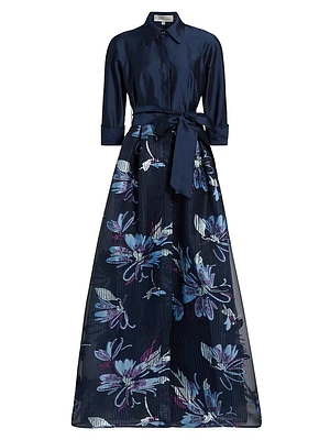 Taffeta Floral Organza Gown