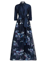 Taffeta Floral Organza Gown