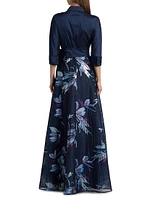 Taffeta Floral Organza Gown