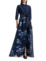Taffeta Floral Organza Gown