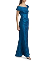 Metallic Jacquard Asymmetrical Gown