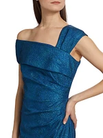 Metallic Jacquard Asymmetrical Gown