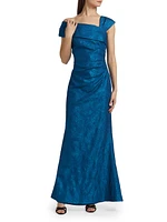 Metallic Jacquard Asymmetrical Gown