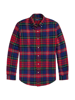 Classic-Fit Plaid Brushed Flannel Shirt