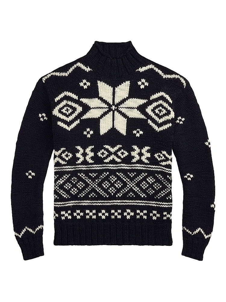 Snowflake Wool Turtleneck Sweater